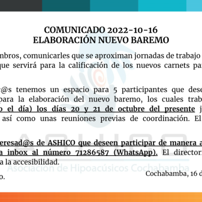 Comunicado 2022-10-16 Elaboración nuevo baremo