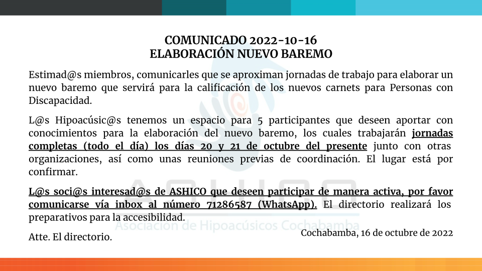 Comunicado 2022-10-16 Elaboración nuevo baremo